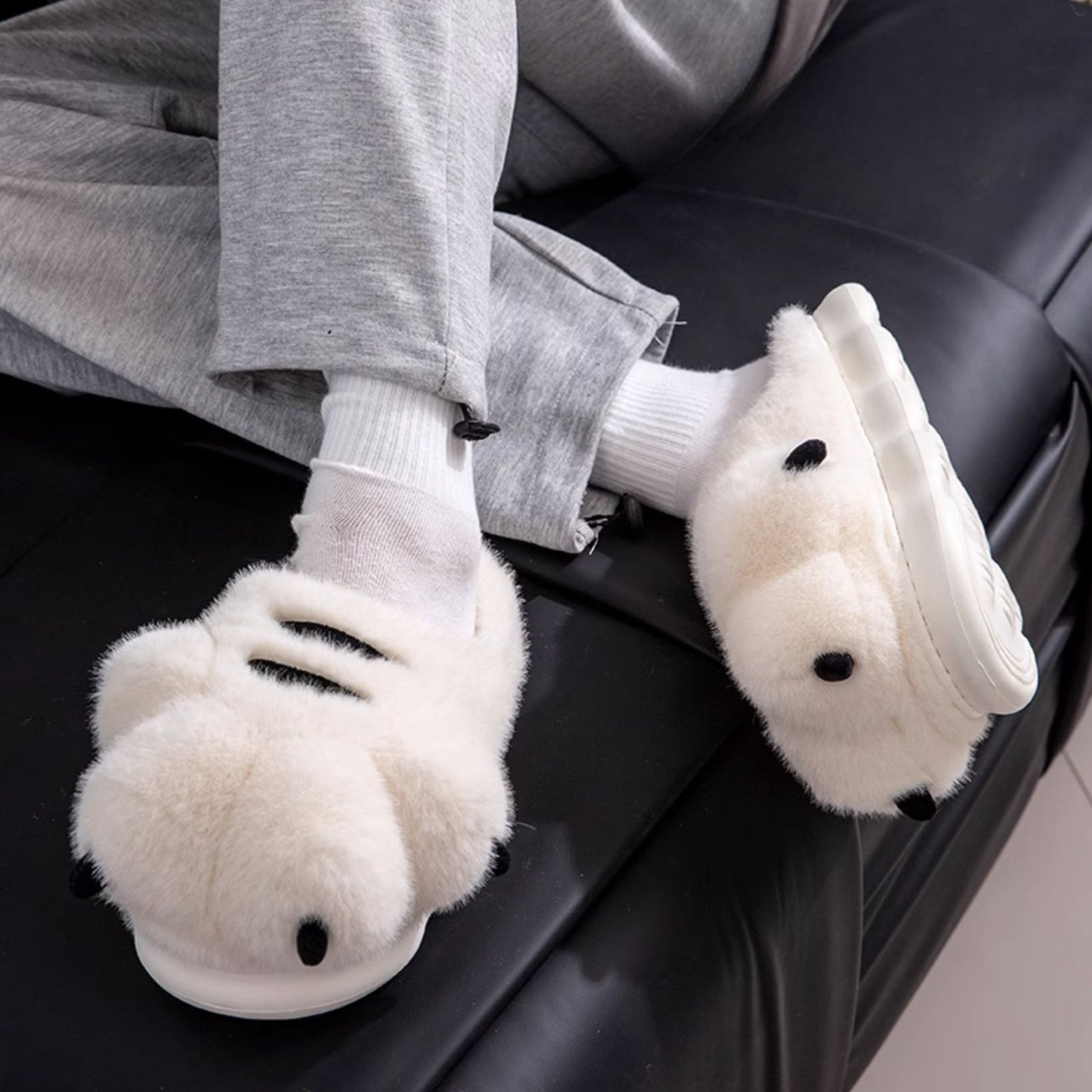 White Tiger Cuddle Paw Fluffy Lounge Slippers
