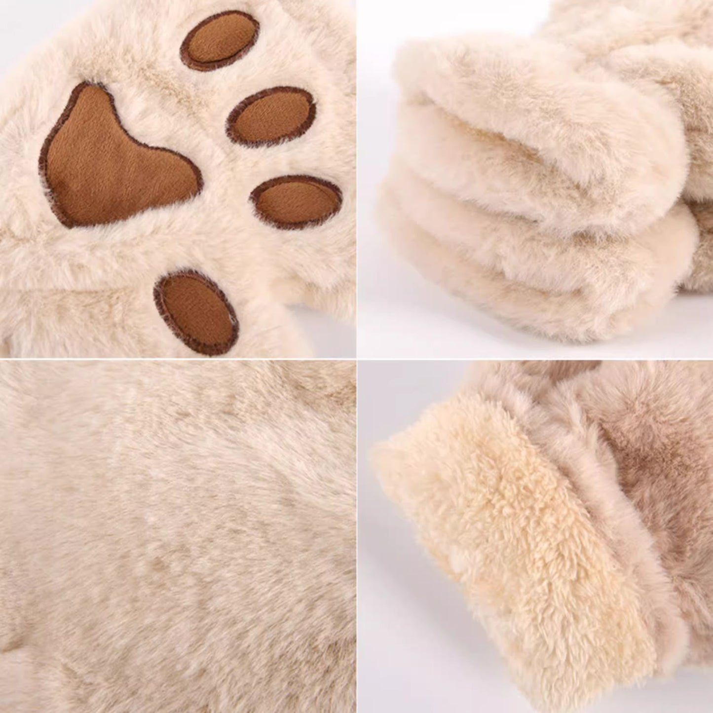 Fluffy Bear Paw Fingerless Gloves