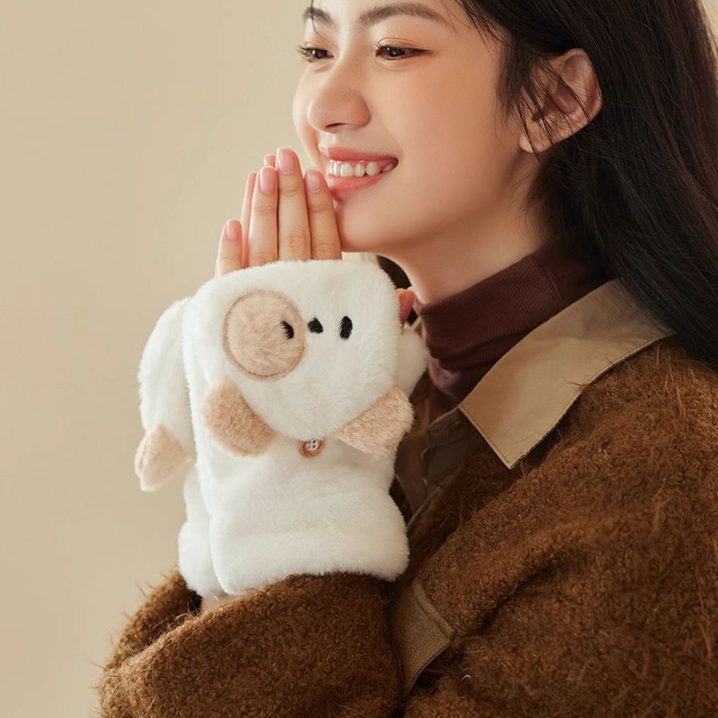Peek-a-Bear Cute Foldback Gloves