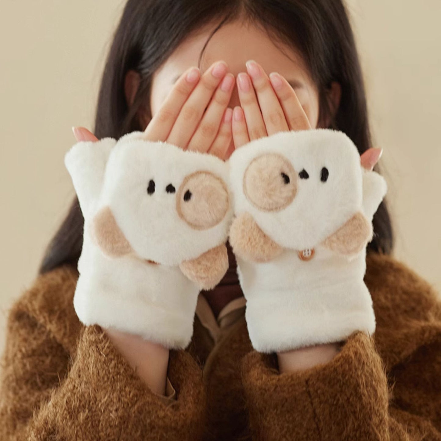 Peek-a-Bear Cute Foldback Gloves