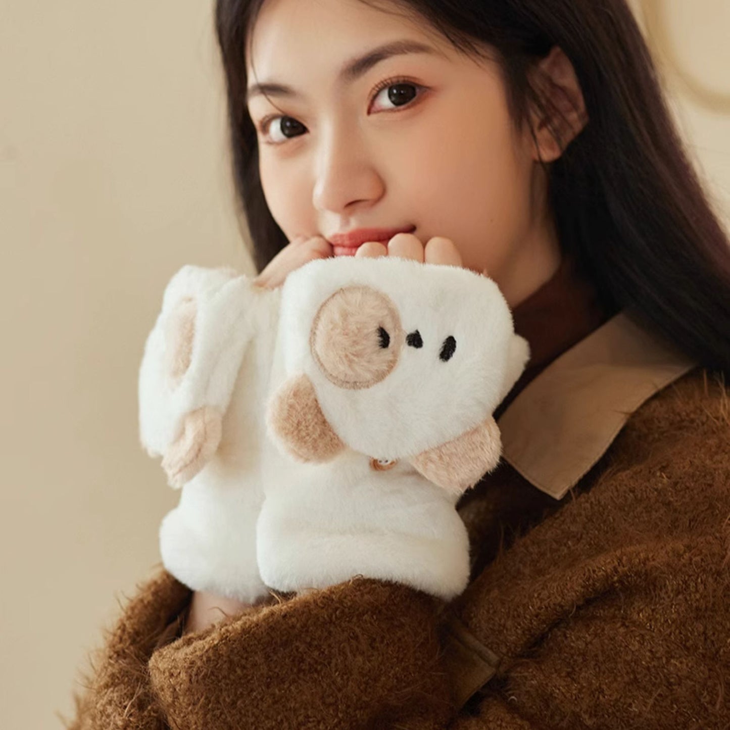 Peek-a-Bear Cute Foldback Gloves