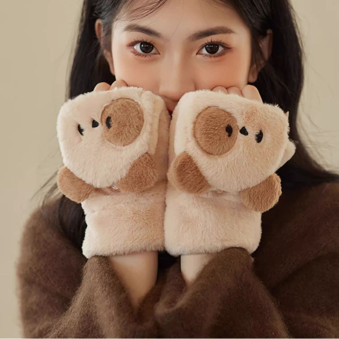 Peek-a-Bear Cute Foldback Gloves