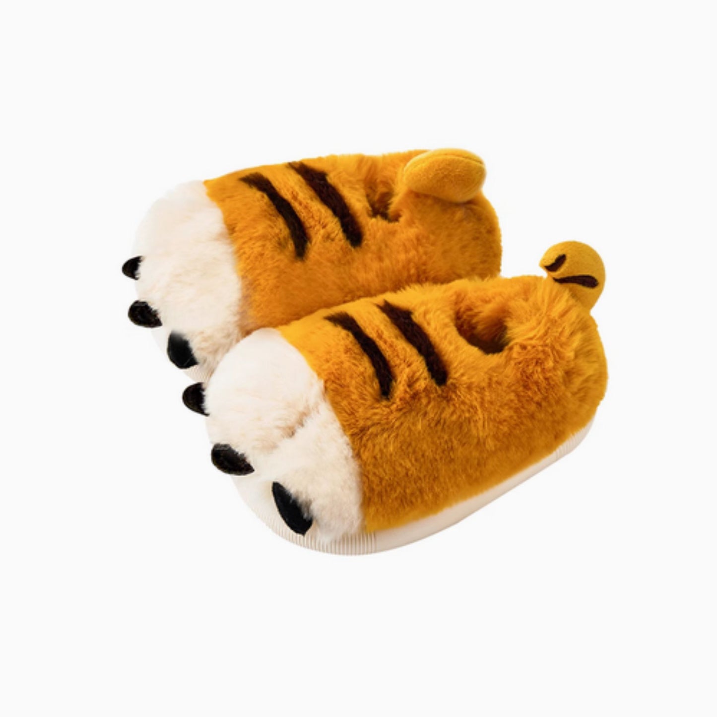 Yellow Tiger Paw Fluffy Lounge Slippers