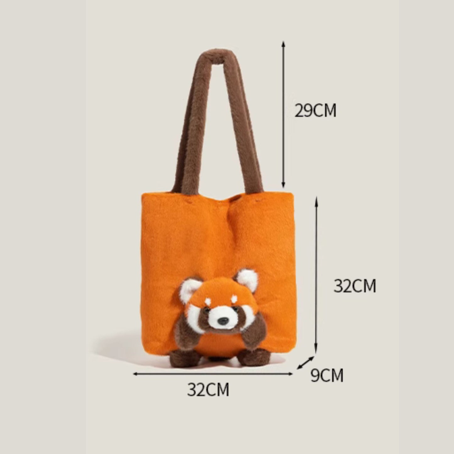 Red Panda Pear Fluffy Orange Fabric Tote Bag