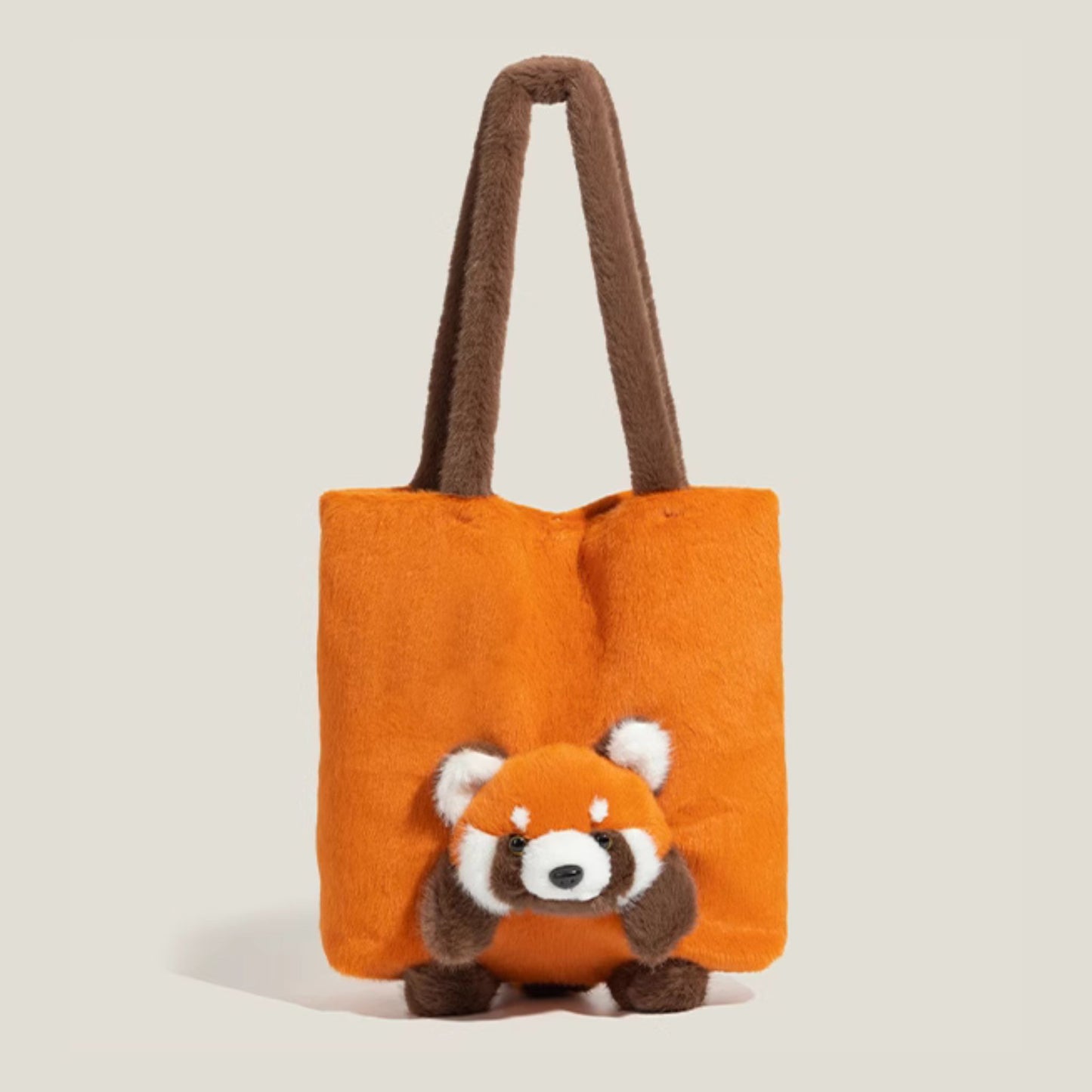 Red Panda Pear Fluffy Orange Fabric Tote Bag