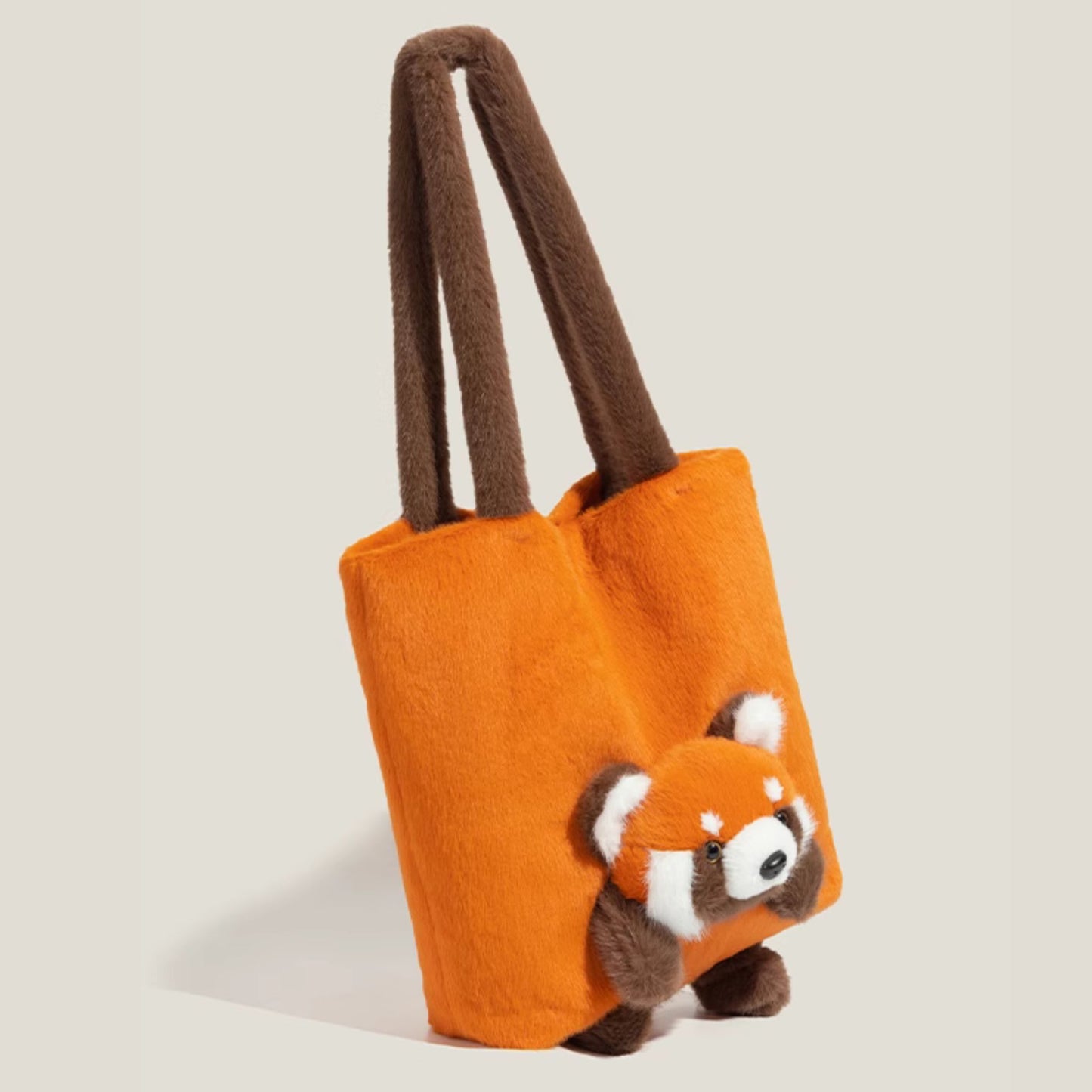 Red Panda Pear Fluffy Orange Fabric Tote Bag