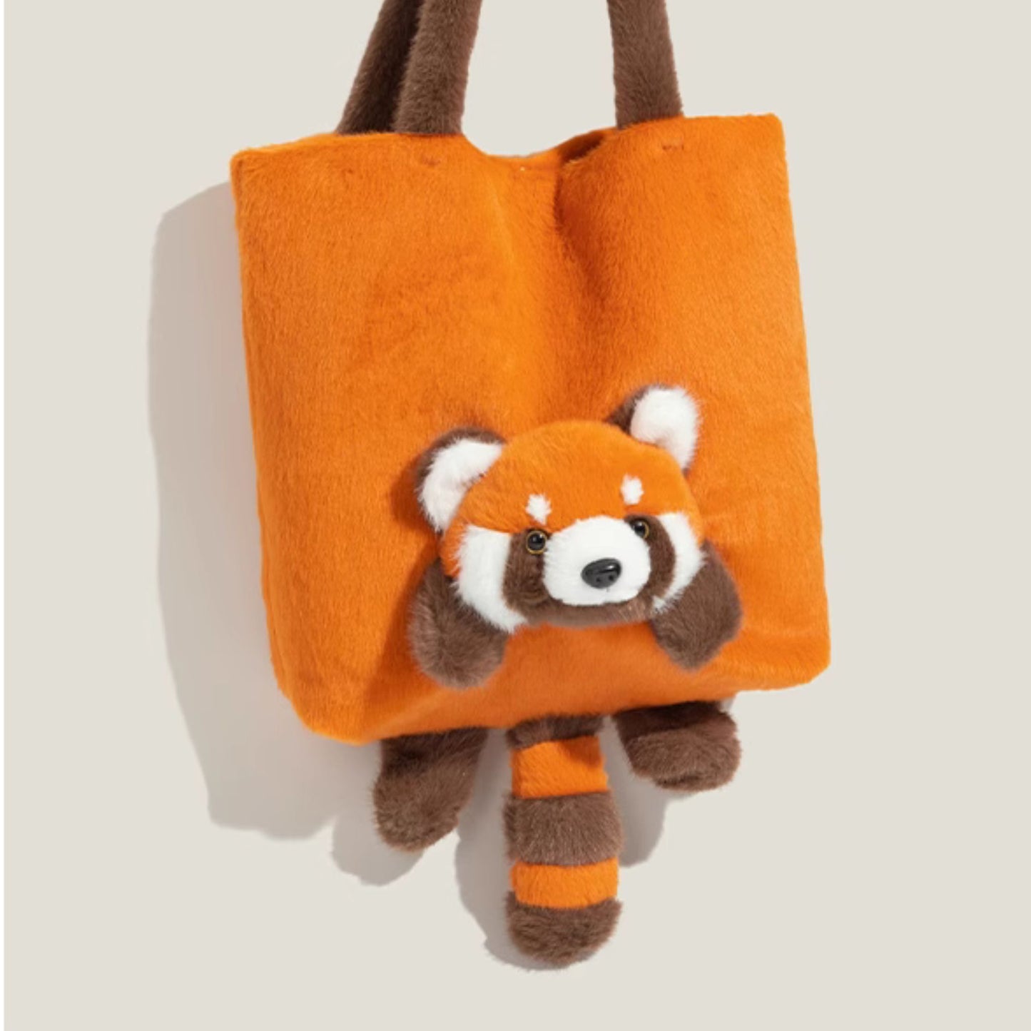 Red Panda Pear Fluffy Orange Fabric Tote Bag