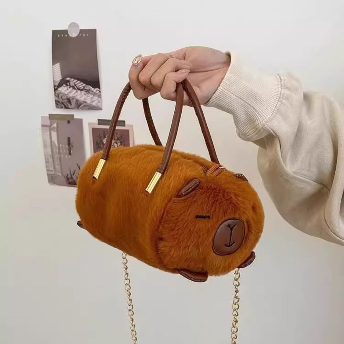 Capybara Cute Fluffy Handbag With Sling