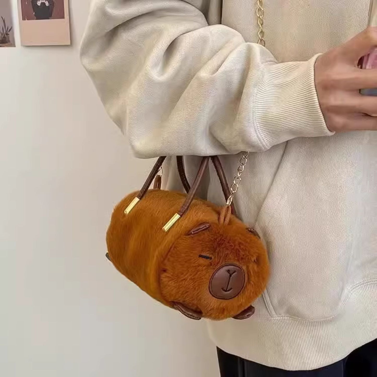 Capybara Cute Fluffy Handbag With Sling