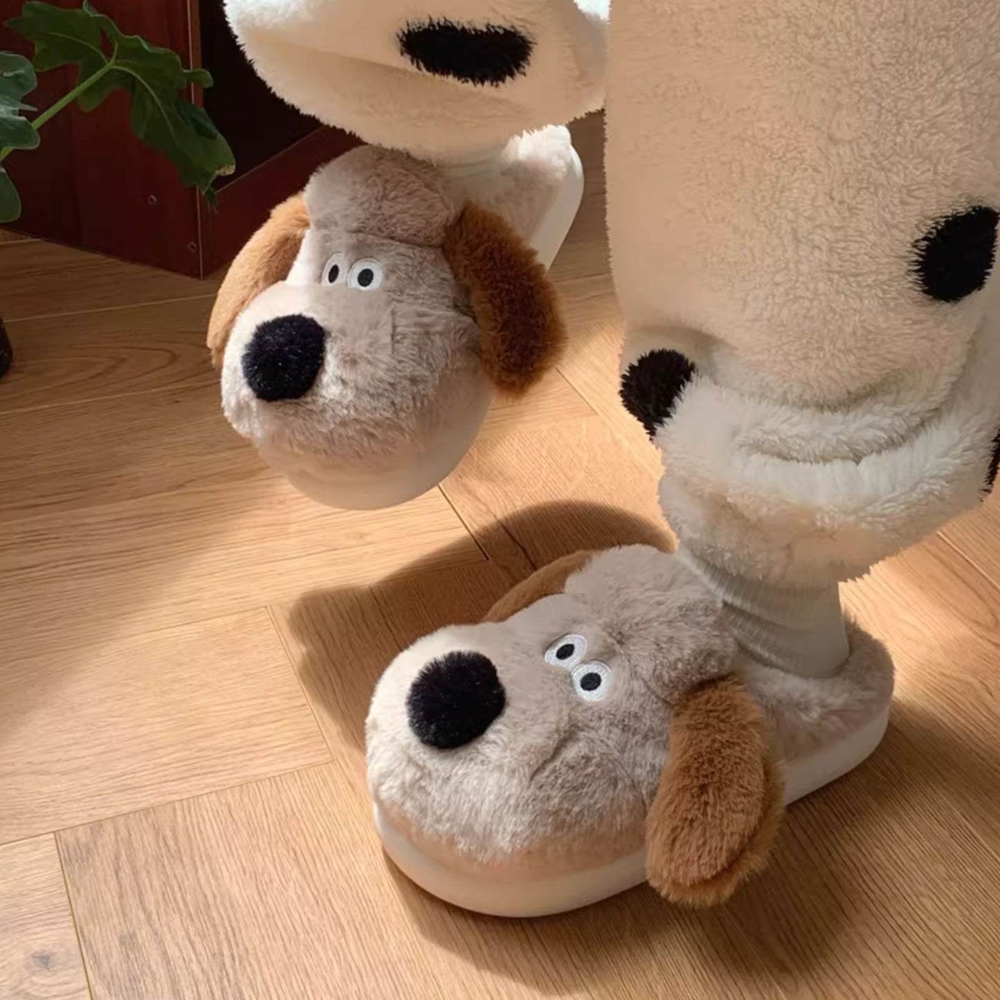 Dog with Flappy Ears Fluffy Lounge Slippers