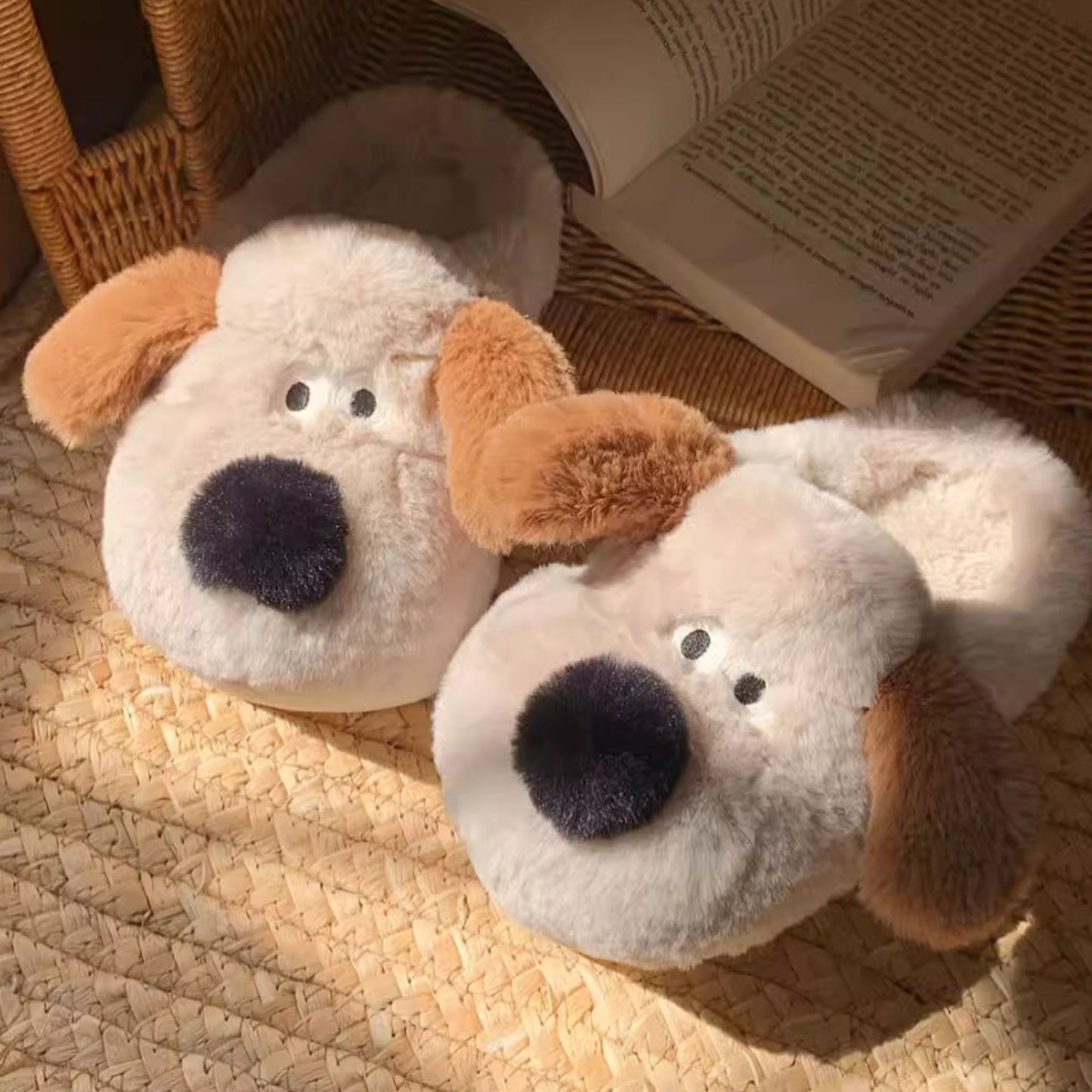 Dog with Flappy Ears Fluffy Lounge Slippers