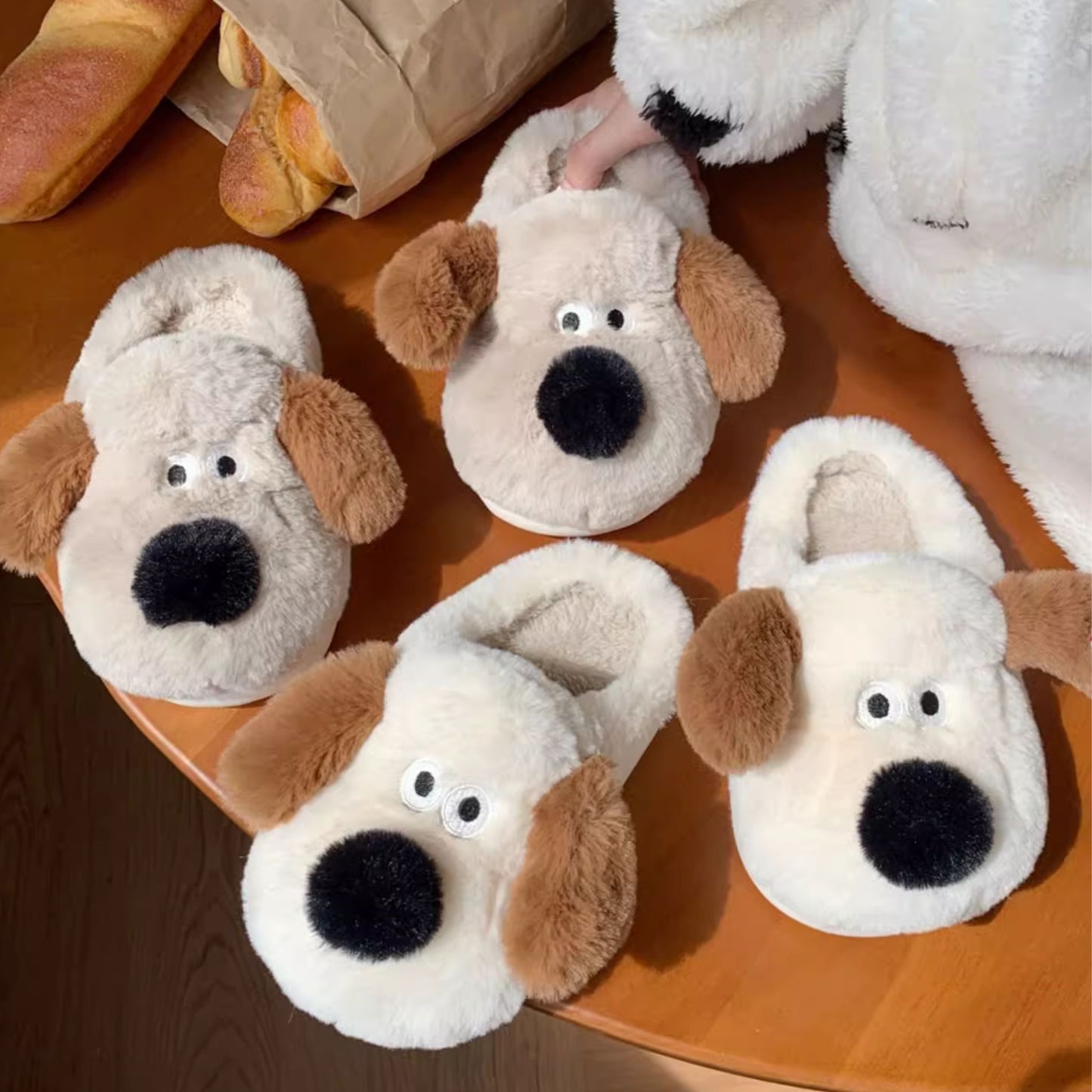 Dog with Flappy Ears Fluffy Lounge Slippers