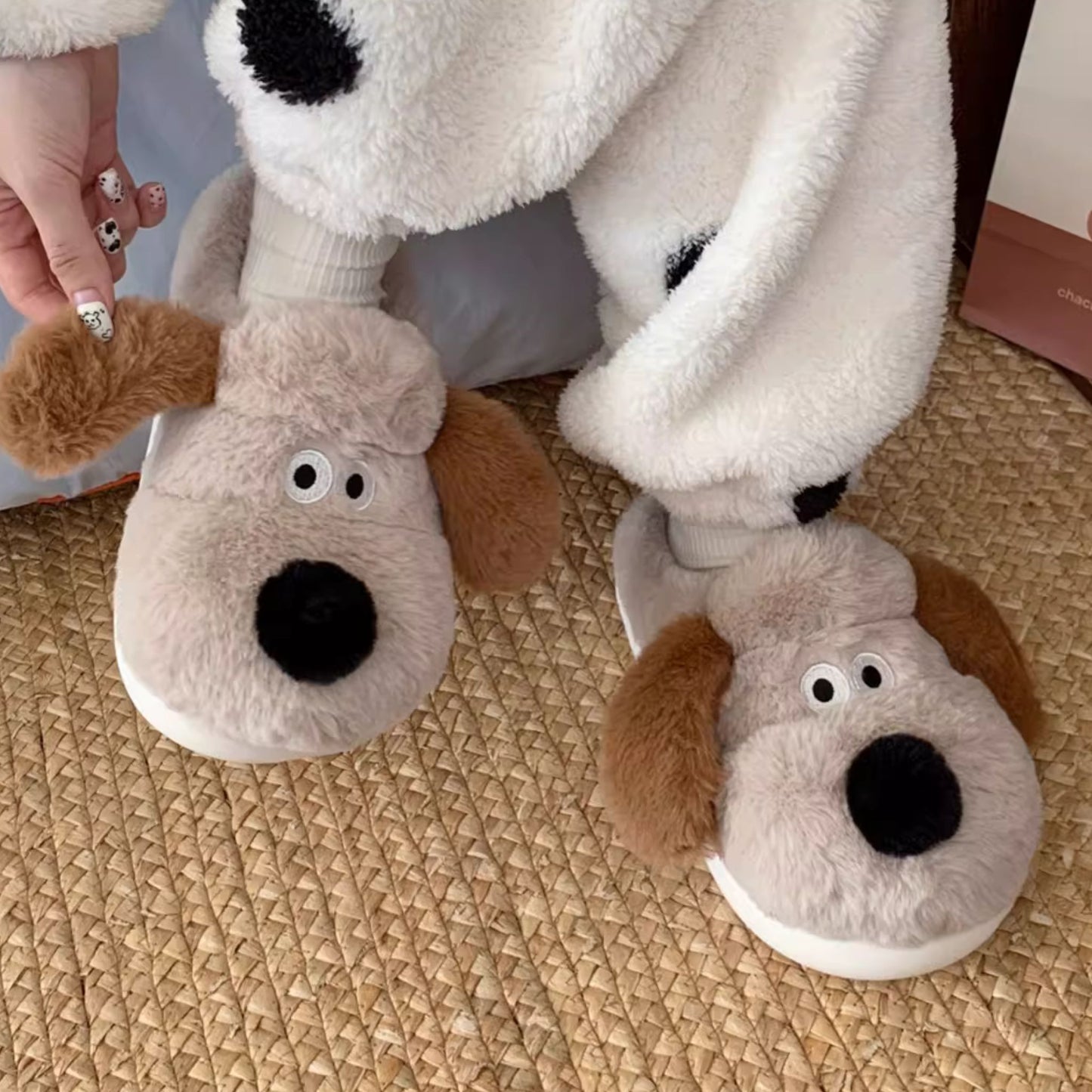 Dog with Flappy Ears Fluffy Lounge Slippers