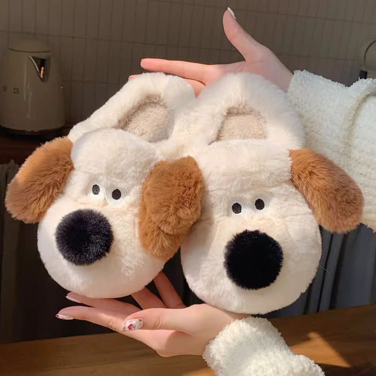 Dog with Flappy Ears Fluffy Lounge Slippers