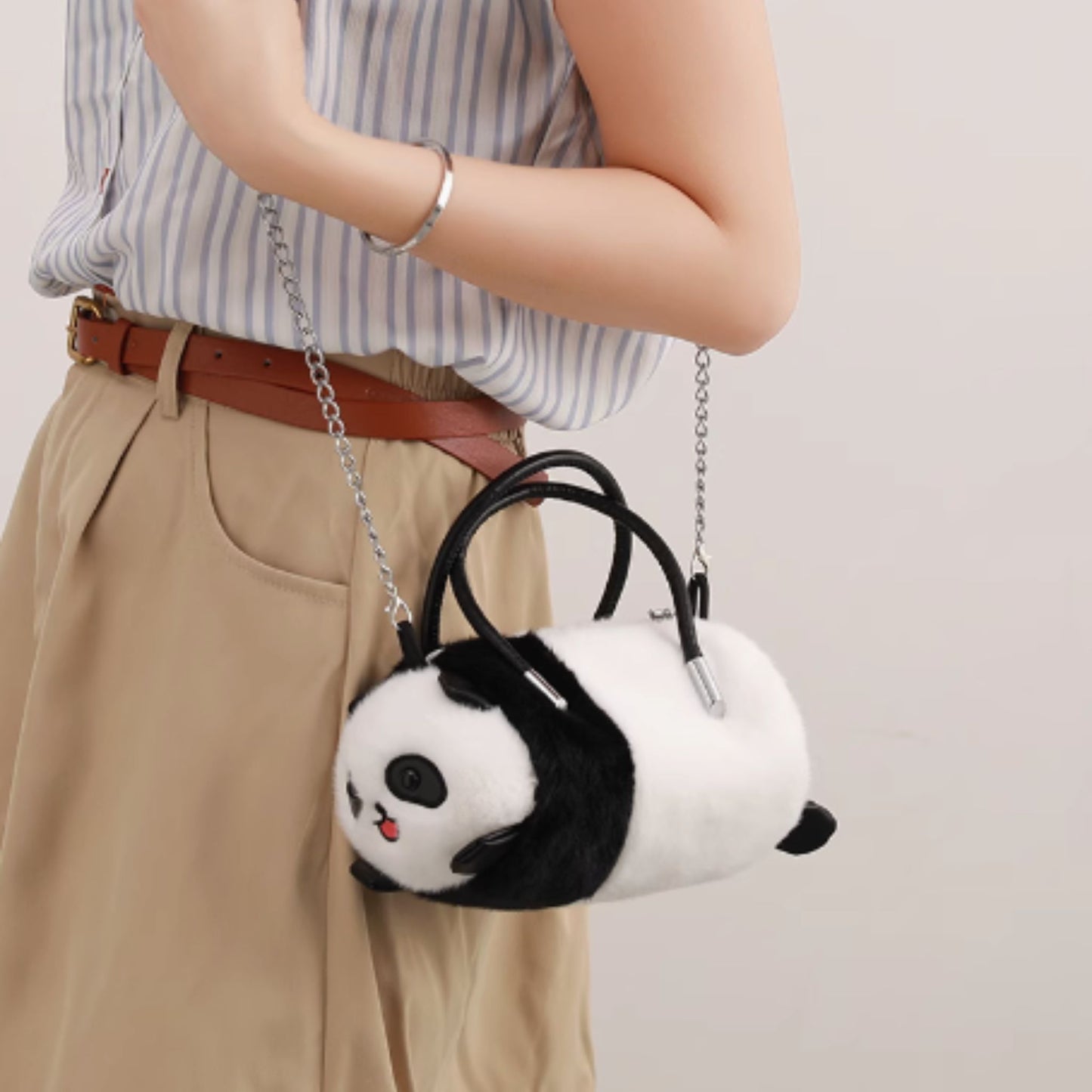Panda Fluffy Handbag with Strap