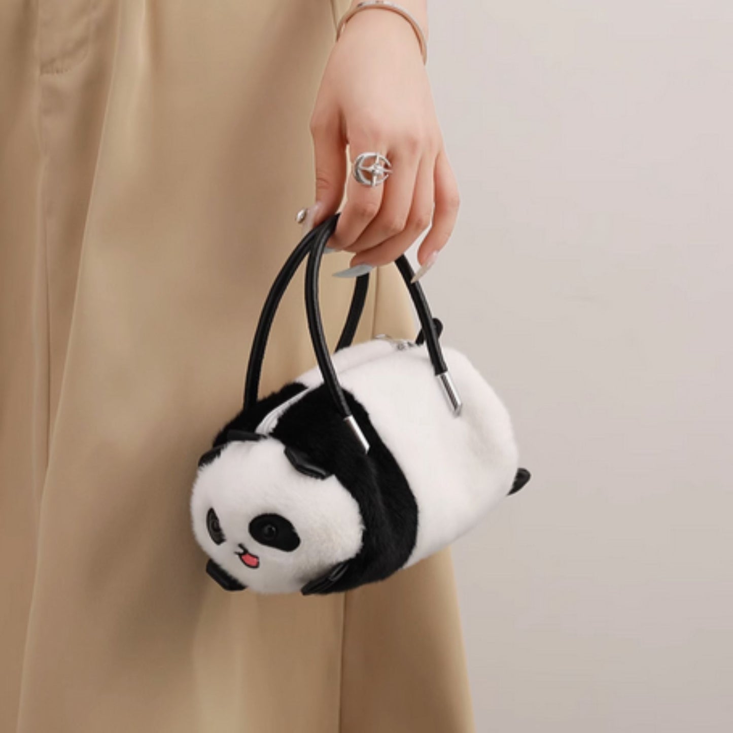 Panda Fluffy Handbag with Strap