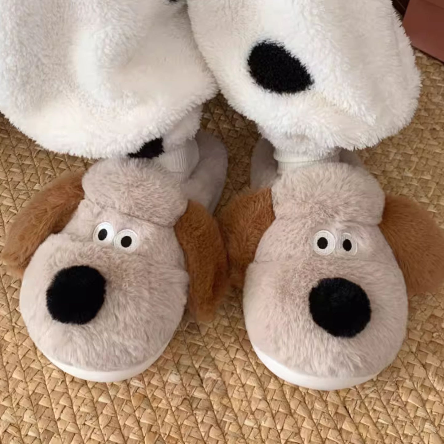 Dog with Flappy Ears Fluffy Lounge Slippers